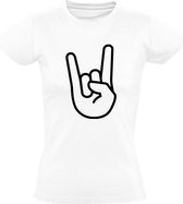 Rock Fingers  Dames t-shirt | rockmuziek | ac dc | elvis presley | rockabilly | metalicca | Wit