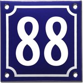Emaille huisnummer blauw/wit nr. 88
