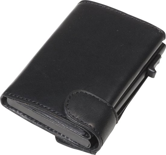 Tony Perotti Aluminium creditcardhouder met papier- en kleingeldvak - Zwart Tony Perotti Aluminium creditcardhouder met papier- en kleingeldvak - Zwart