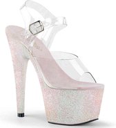 Pleaser Sandaal met enkelband, Paaldans schoenen -36 Shoes- ADORE-708HMG Paaldans schoenen Roze/Transparant