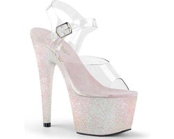 Pleaser - ADORE-708HMG Sandaal met enkelband, Paaldans schoenen - Paaldans schoenen - 36 Shoes - Roze/Transparant