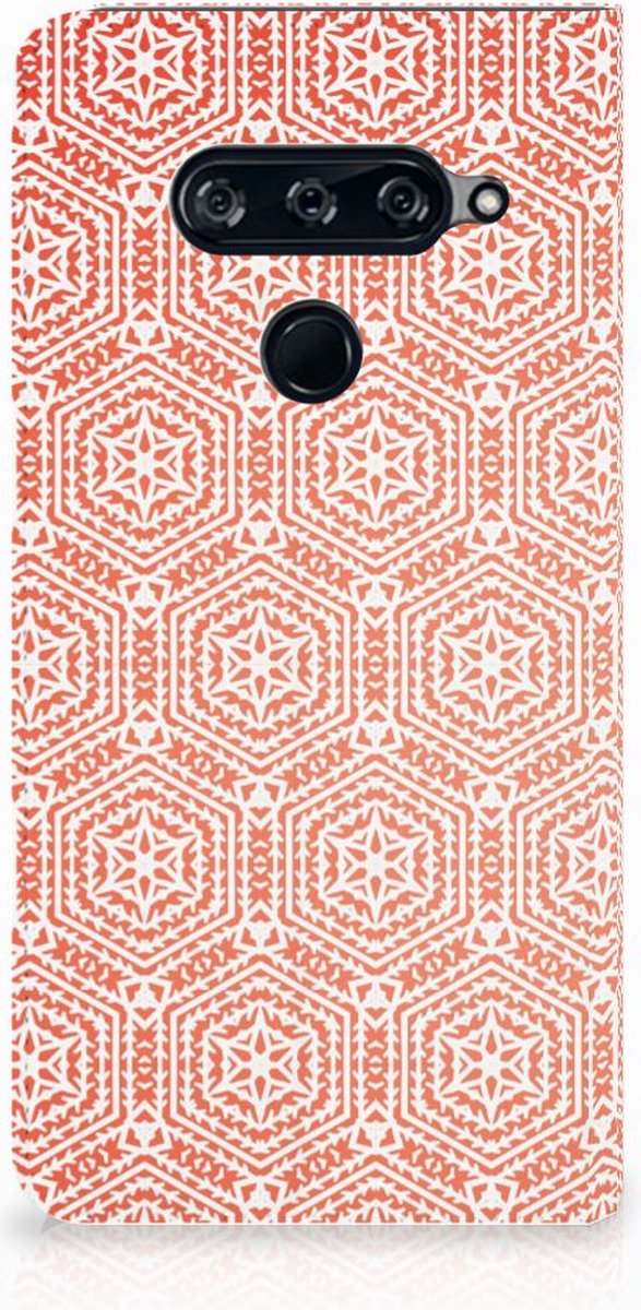 LG V40 Thinq Hoesje met Magneet Pattern Orange