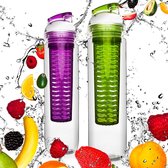 #DoYourFitness - 2x Fruitwater fles - »FruitInfusior« - Fruit infuser voor fruitpunches / groente spritzers - 800ml - groen/lila