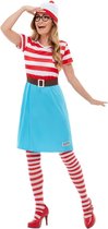 Smiffy's - Where's Wally Kostuum - Zoekplaatje Waar Is Wenda - Vrouw - Blauw, Rood - Medium - Carnavalskleding - Verkleedkleding