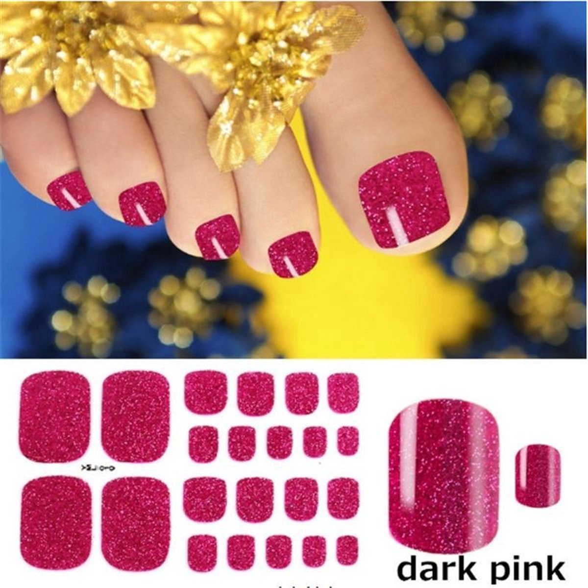Goedkoopste 1 vel 22Nagelsticker,Teen Nagel stickers Nagel vijlen,Plaknagels / Nageltips,Donker Roze