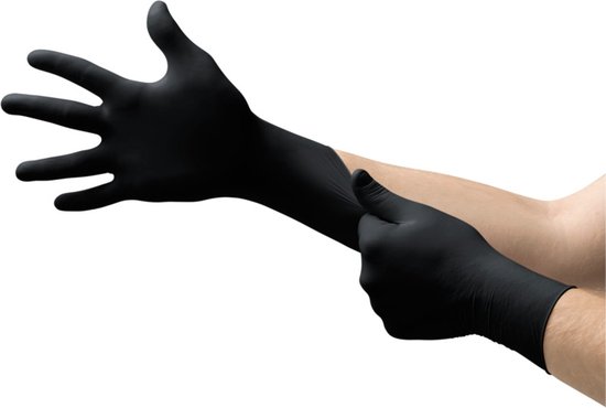 MICROFLEX® 93-852 - Nitril Wegwerp Handschoenen, Latexvrij, Poedervrij, M, Zwart, 100 stuks (0.12-0.15mm)