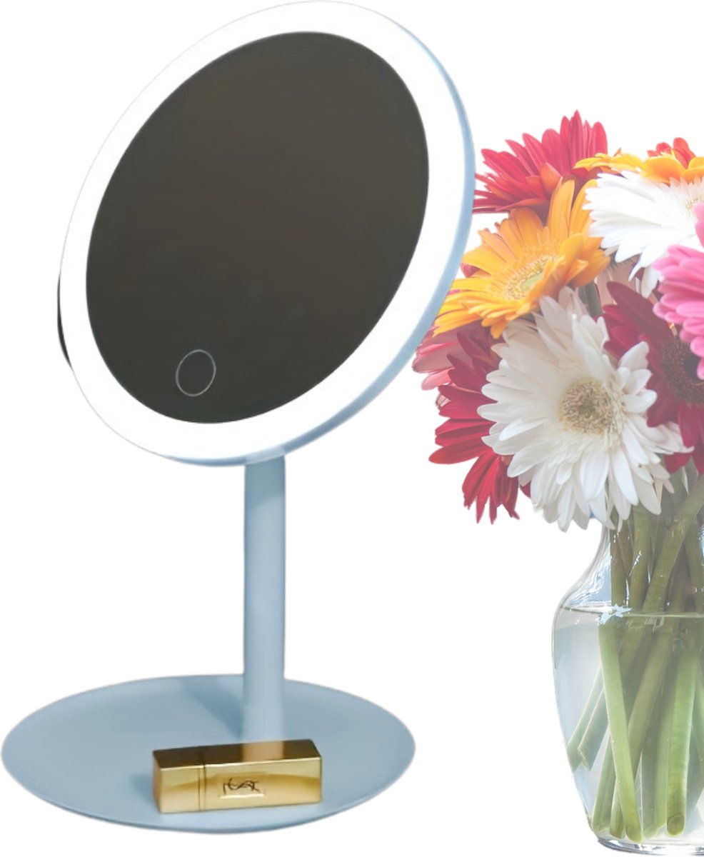 Goedkoopste Bovista Opmaakspiegel Met Ledverlichting - Make Up Spiegel - Met Led Verlichting - Tafelspiegel - Met Licht - Staande Spiegel - Blauw