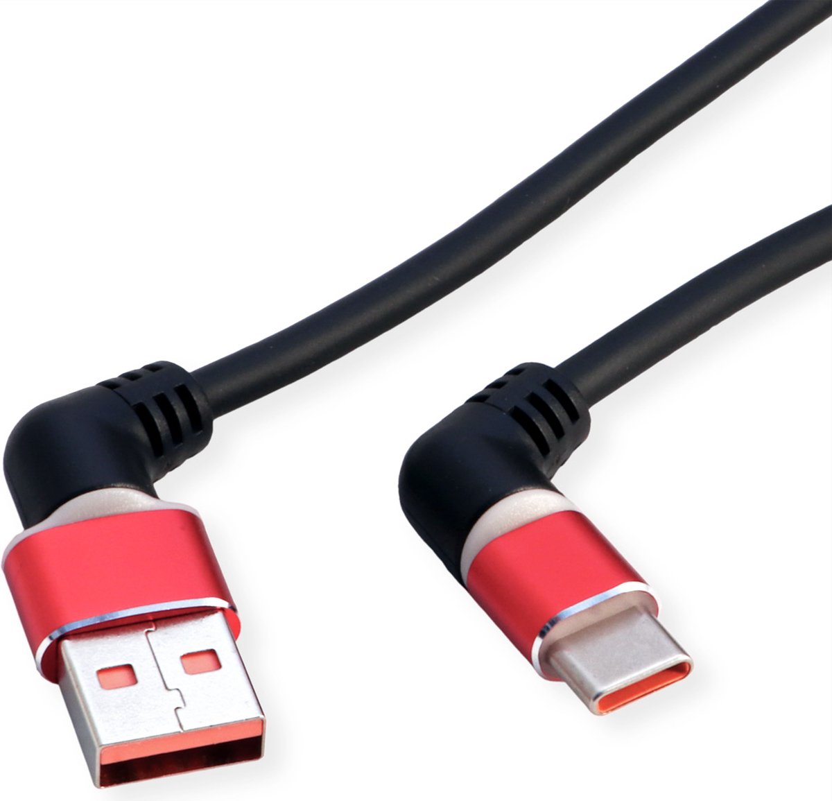 ROLINE 360° Rotatie USB 2.0 Kabel, Type C - Type A, M/M, rood / zwart, 2 m