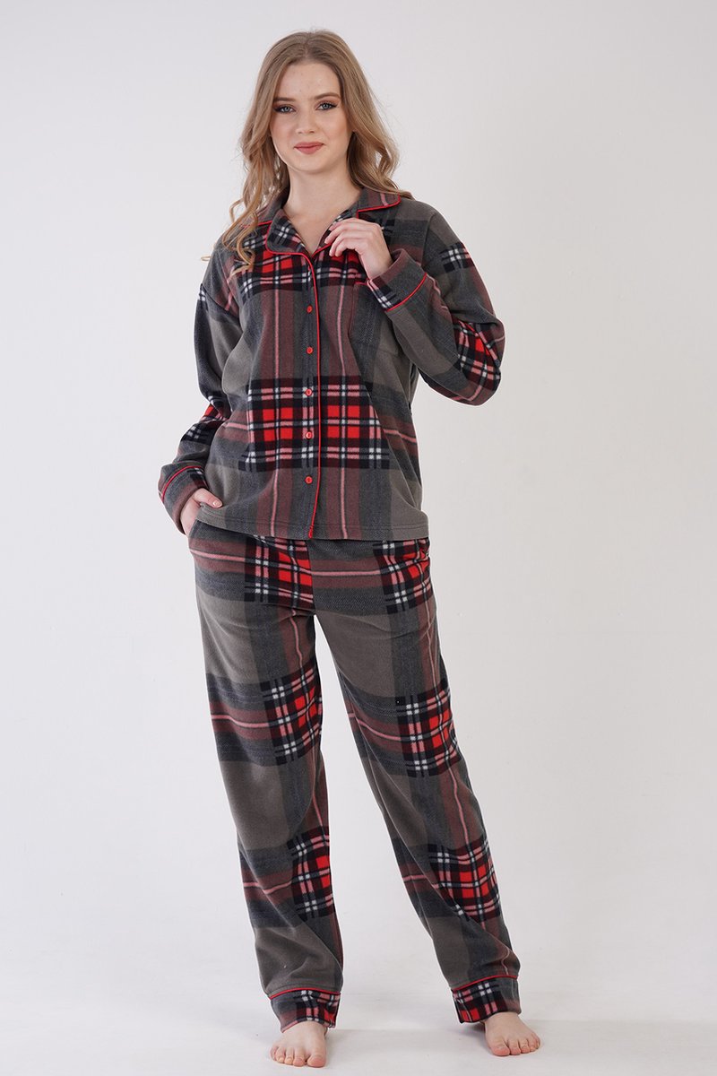 Vienetta - Dames Fleece Pyjama Set, Lange Mouwen - L