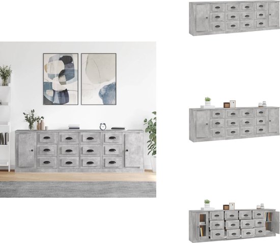 Bureau met bijzetkast bewerkt hout betongrijs kopen