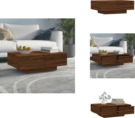 Salontafel 360 graden draaibaar 70x70x34,5 cm sonoma eikenkleur