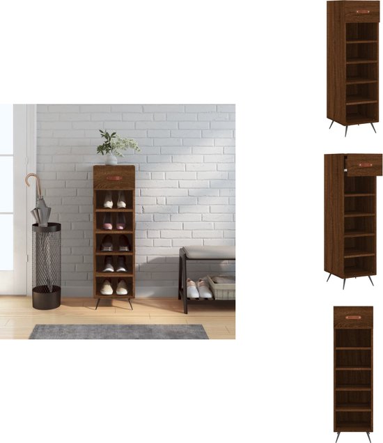 vidaXL Schoenenkast 32x35x70 cm bewerkt hout artisanaal eikenkleur