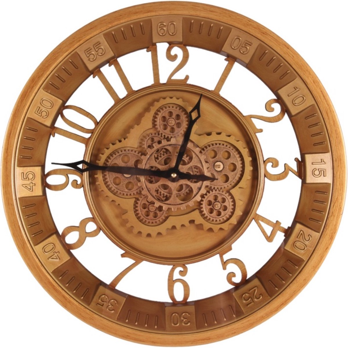 Baroque - Klok - Wandklok Marble Hill 46 cm - Goud - Rond - Metaal - 46x46x7 - Iron+glass