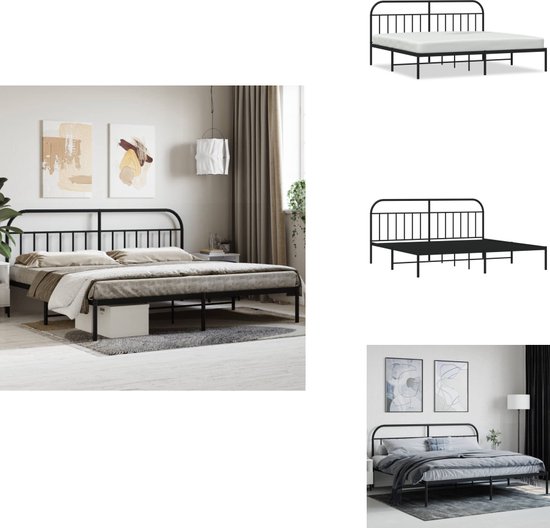 vidaXL Bedframe met hoofdeinde stof zwart 200x200 cm