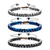 Sorprese armband - Ibiza Beads - set van 3 - armband dames - vierkante kralen - verstelbaar - cadeau - Model T - Cadeau