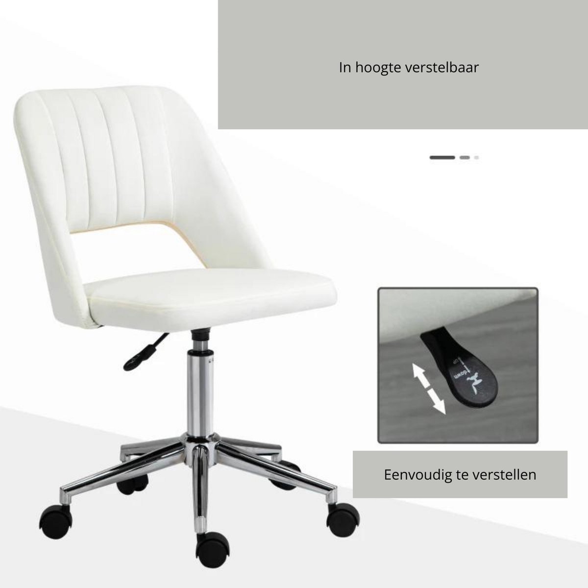 Bureaustoel - Stoelen - Stoel - 49 x 60 x 79-91 cm – foto 6