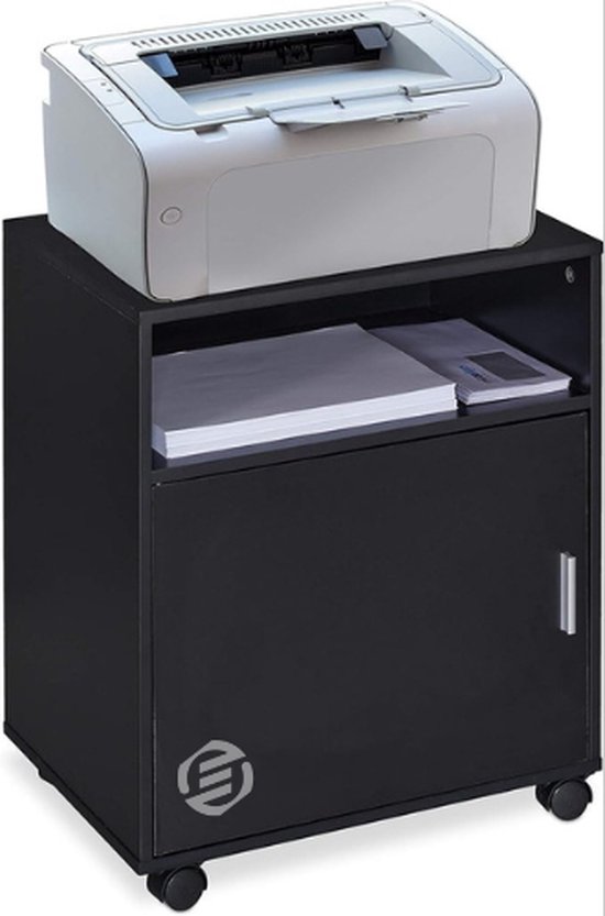 PUNCIA 3-Tier Beweegbare Printer Stand Vloer Standing Desk Side Shredder Stand Computer Host Houder Verstelbare Opslagplank Rack op Wielen voor Fax Scanner Bestandsboek (Retro