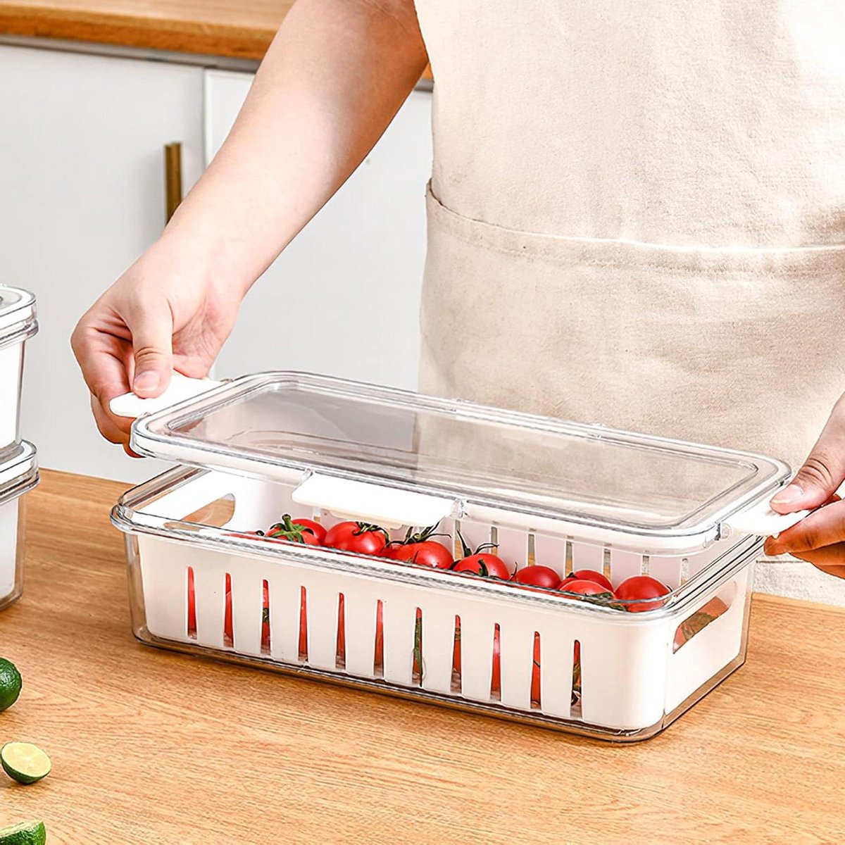 Koelkastorganizer Opbergdoos Voor Vershouden Met Deksel Plastic Groente Fruit Ei Knoedel Afvoer Opslag Keuken Vriezer Container