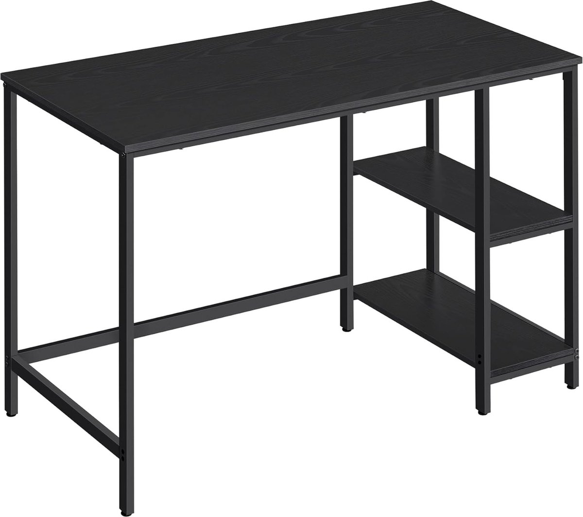 FurnStar - Bureau - Computertafel - Pc-tafel - Bureautafel - Met 2 planken aan de rechter- of linkerkant - Voor kantoor - Woonkamer - Stalen frame - Industrieel design - 50D x 100B x 76H cm - Zwart.