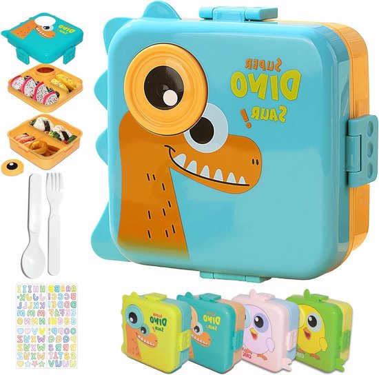 Foto: Broodtrommel met vakken lunchbox bento box 1600 ml snackbox voor kinderen gepersonaliseerde school snackbox kleuterschool jongens meisjes uitstapjes kinderen 