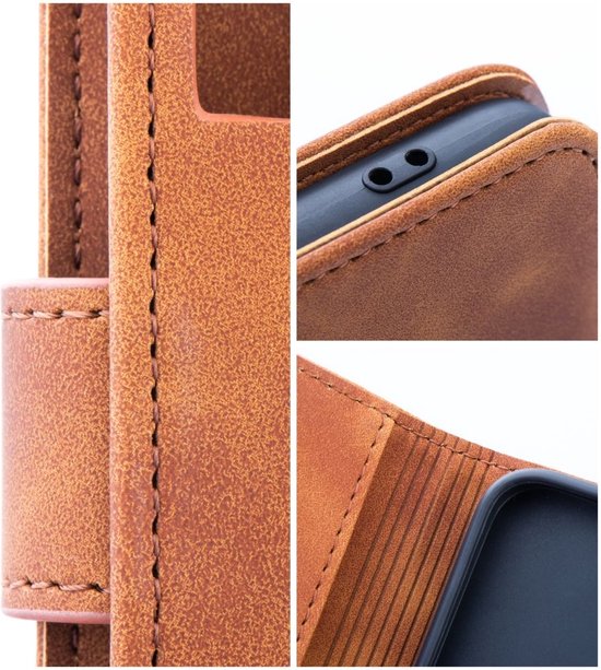 Case2go - Étui de téléphone adapté pour iPhone 16 Pro Max - Étui portefeuille - Avec fermeture magnétique - Marron