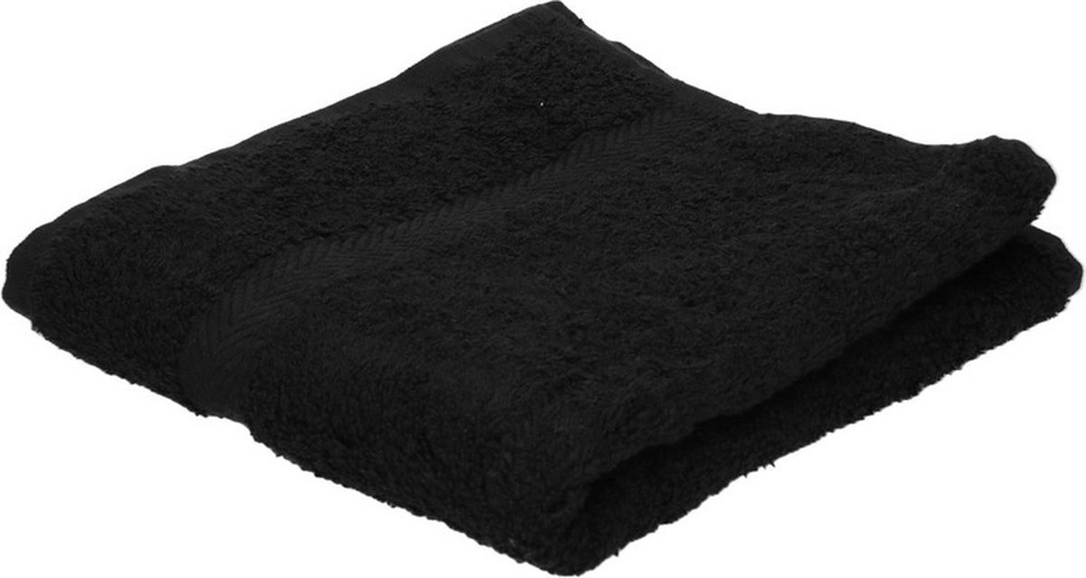 Jassz badkamer handdoeken - zwart - 50 x 100 cm - huishoud textiel - 420 gram - 100% katoen - badhanddoeken