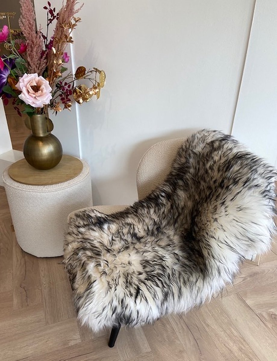 Moeflon Schapenvacht Zwart - L/XL 100-120cm - Vloerkleed - 100% Echt