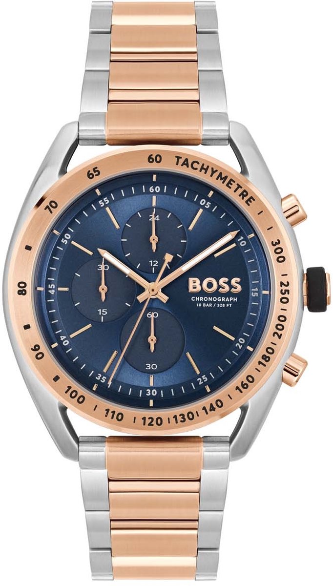 BOSS HB1514026 CENTER COURT Heren Horloge - Mineraalglas - Staal - Zilverkleurig - 44 mm breed - Quartz - Vouw-Vlindersluiting - 10 ATM (zwemmen)