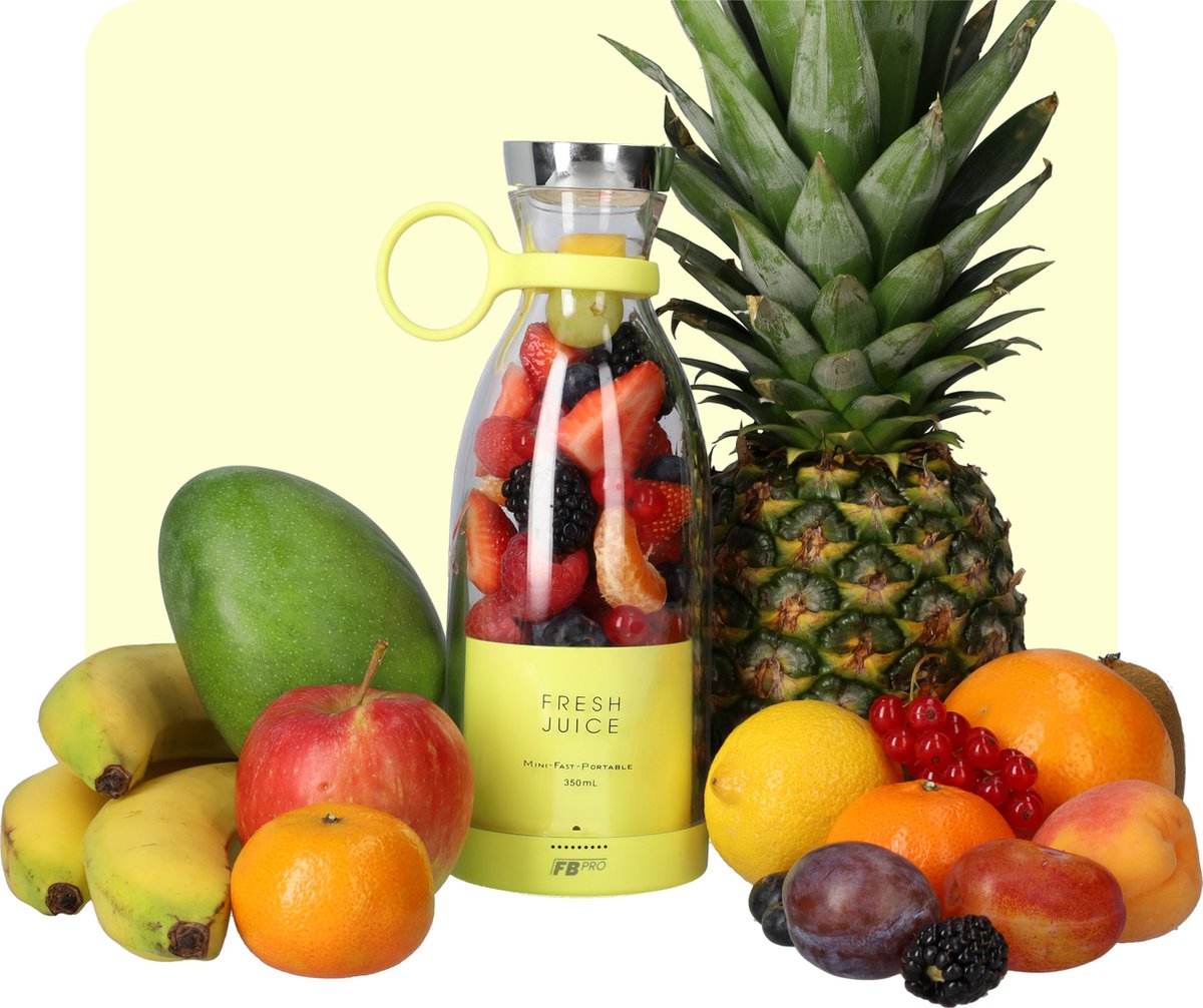 Gele Draadloze Blender To Go - Smoothie maker voor onderweg! - Draagbare mini blender geel - Mixer voor smoothies - Draadloos opladen mogelijk! - Handmixer voor gezonde drankjes