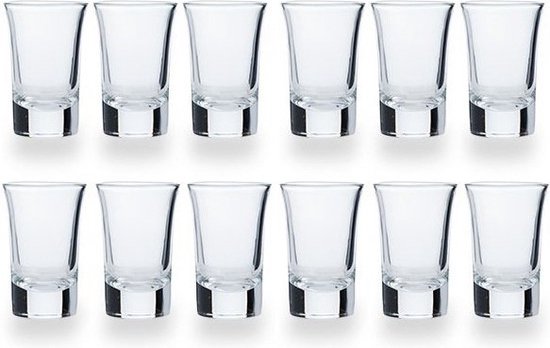 Foto: Cosy trendy shotglazen 12x stuks glas 35 ml shotjes shotglas borrelglazen
