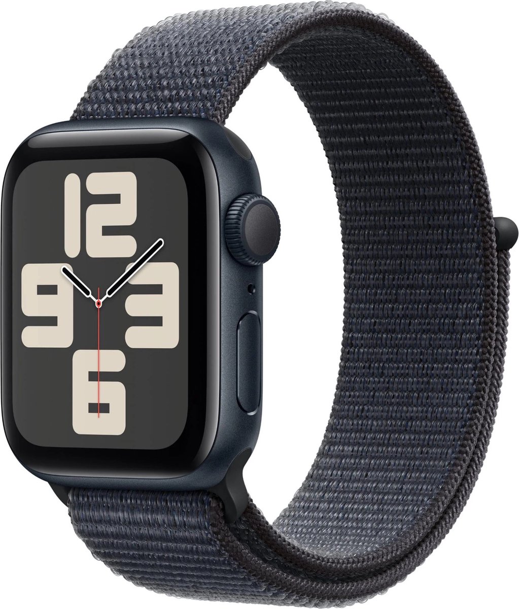 Afbeelding 2 van Apple Watch SE 2024 - Smartwatch - GPS - 44mm - Midnight Aluminium Case - Ink Sport Loop