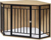 Jemaison® Hoek hondenbench - Sherpa-fleecekussen - Bench Hond - Hondenbench - Bijzettafels - 111 x 67 x 60