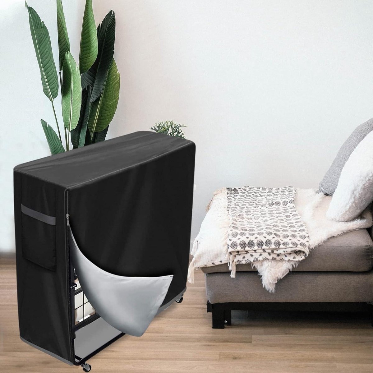 Housse De Rangement Pour Lit Pliant,Housse De Lit Pliant | Couvre-lit Matelas Pliable,Tissu Oxford Noir épais Et Résistant Aux Déchirures, Avec Fermeture éclair, Facile à Mettre Et à Enlever