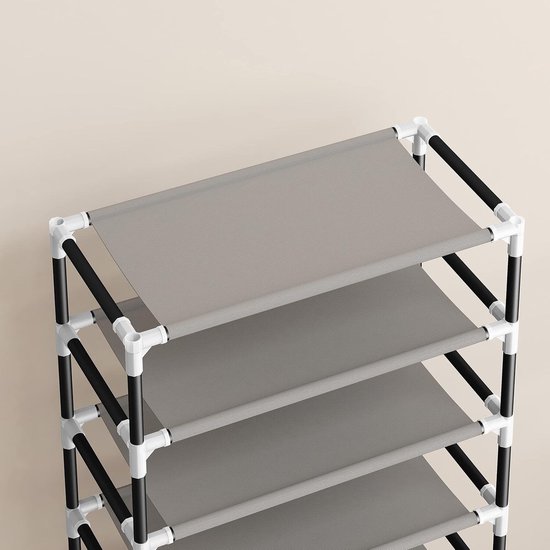 Schoenenrek met 4 niveaus, klein schoenenrek van metaal, dun en stapelbaar, voor hal, slaapkamer, snelle montage, geen gereedschap nodig, 44 x 28 x 53 cm (4 niveaus, zwart