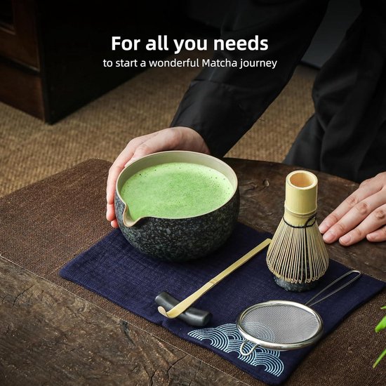 Matcha Set 7-Delig - Kom, Garde, Houder, Whisk, Lepels, Zeef en Kit