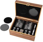 Bol.com 8 whiskystenen set - natuurlijke basaltijsblokjes - herbruikbare stenen - 2 kommen - roestvrijstalen tang - 2 kristallen... aanbieding