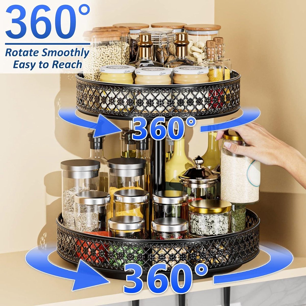 Lazy Susan Kruidenrek, 360 graden draaibaar metalen dienblad