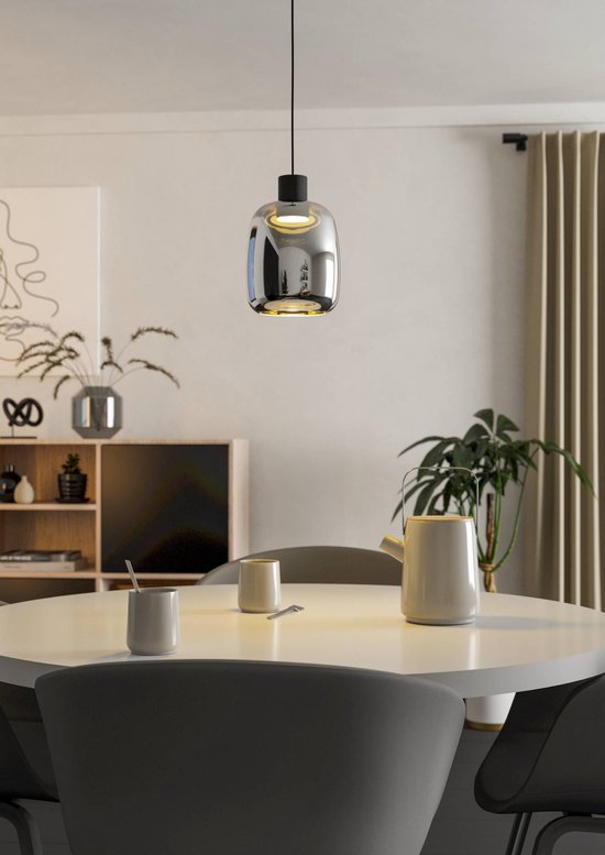 Led Rookglas Bol EGLO connect.z Molochio-Z Smart Hanglamp - LED - Ø 12,5 cm - Zwart ...