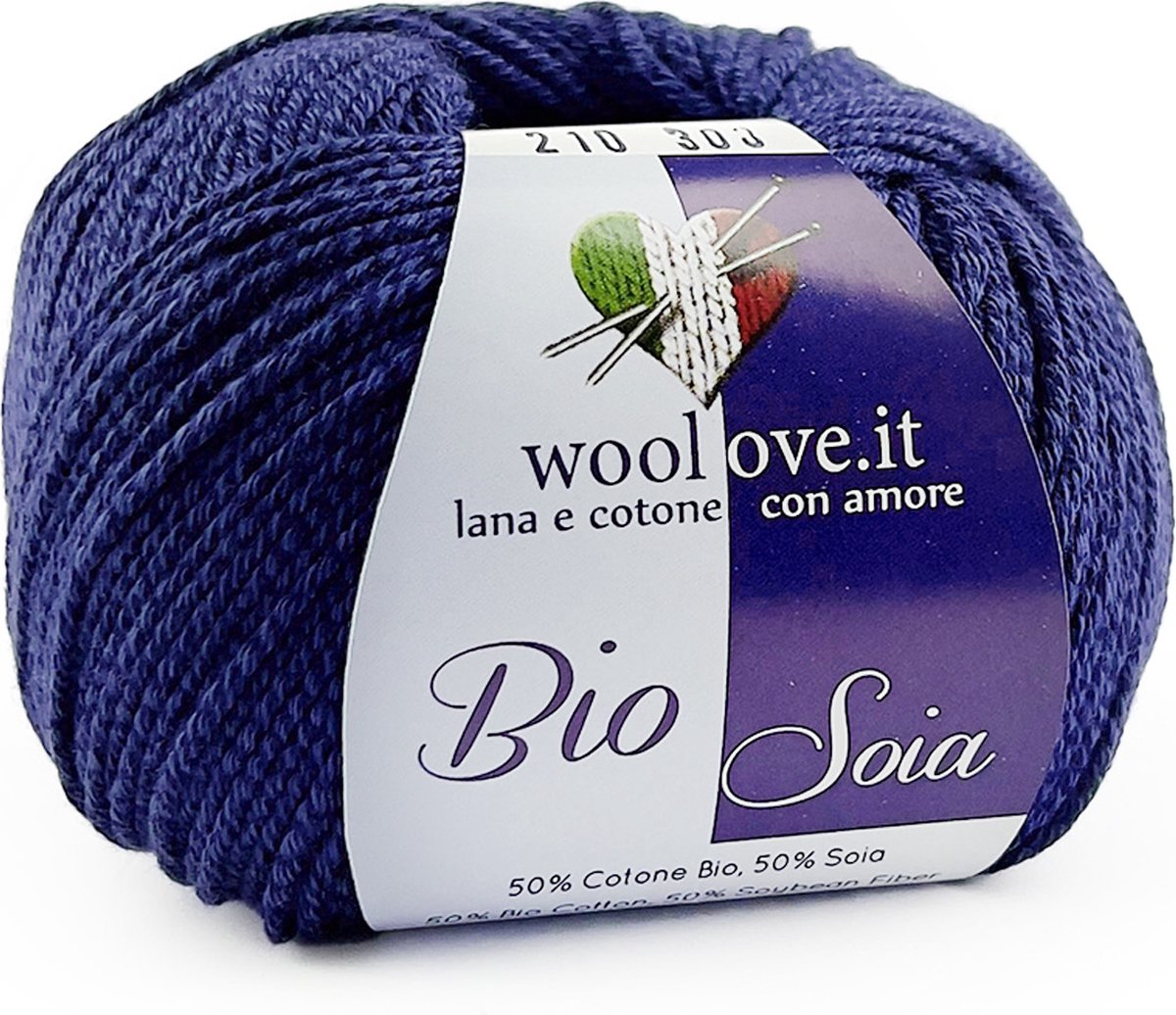 Tricot Cafè Woolove biologische soja garen gemaakt van katoen en soja zeer zacht ademend en glanzend natuurlijke plantaardige vezels ideaal voor ijzer haaknaalden: 3 00 3 50 Nacht blauw 210 50 gr