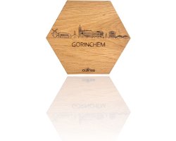 5x Onderzetters Skyline van Gorinchem - 10x9cm - Eikenhout