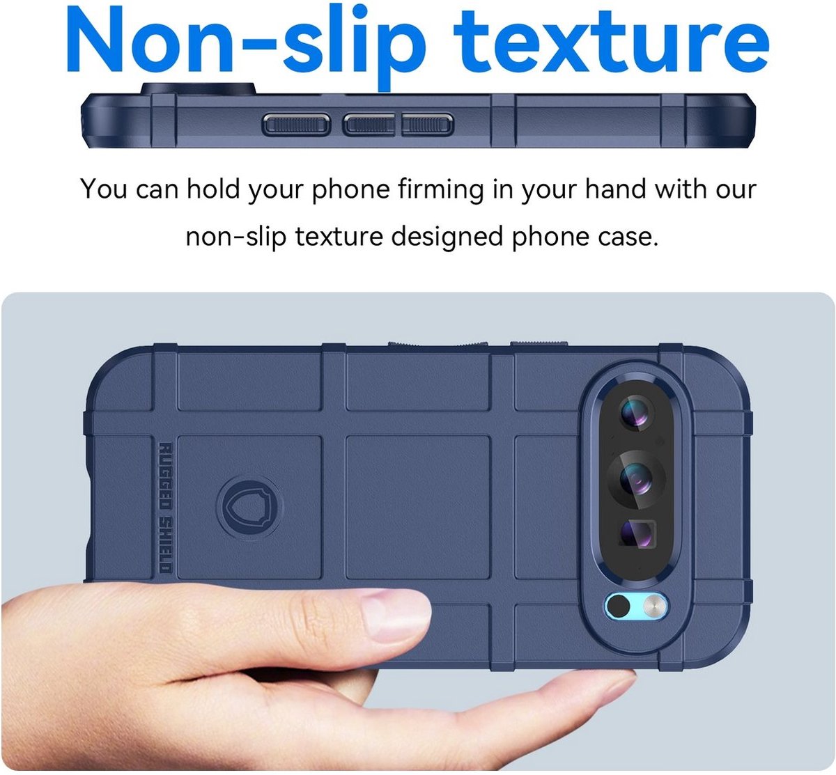 Mobigear Hoesje geschikt voor Google Pixel 9 Telefoonhoesje Flexibel TPU | Mobigear Rugged Shield Backcover Shockproof | Schokbestendig Pixel 9 Telefoonhoesje | Anti Shock Proof - Blauw