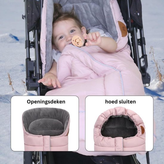 White-label Voetenzak Buggy - Kinderwagen Wiegdeken - Universeel - Roze van White-Label® — afbeelding 3