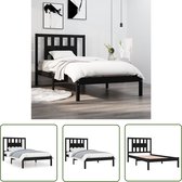 The Living Store Cadre de lit en pin massif noir 100x200 cm - Cadre de lit en bois - Pin Massief - Cadre de lit noir - Cadre de lit double - Sommier tapissier