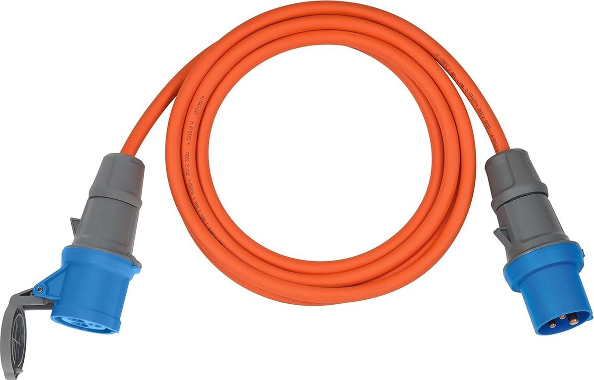 Verlengsnoer 5m - Camping en outdoor gebruik - CEE 3G25 H07RN-F kabel - Oranje met CEE-stekker - Made in Germany IP44