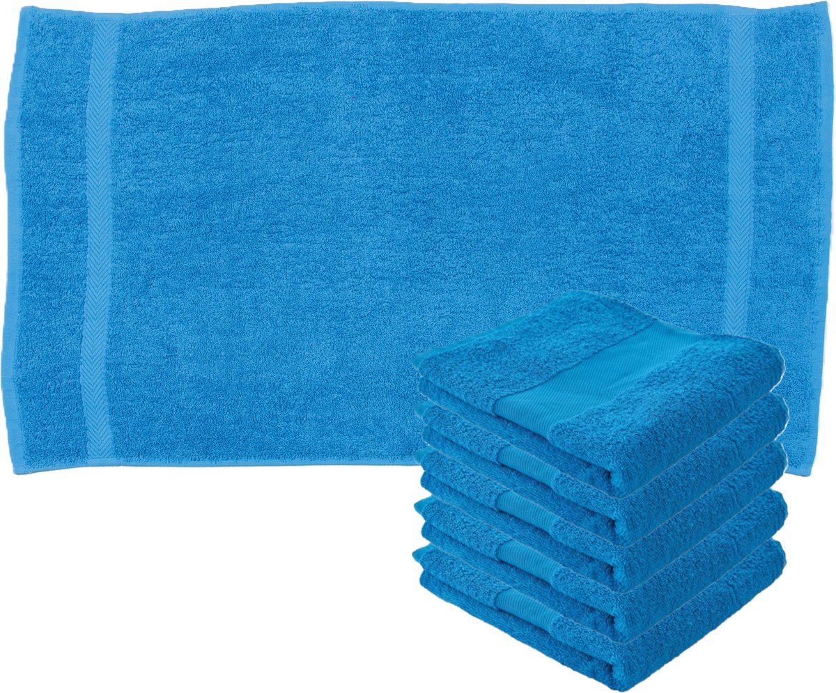 Towelcity Luxe badhanddoek - 6x - bright blauw - 50 x 90 cm - 550 grams - Badkamer textiel - Katoen