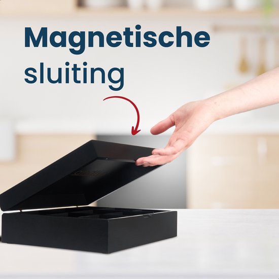 Grandlux Theedoos 9 vaks - Magneetsluiting - Voor Twinings