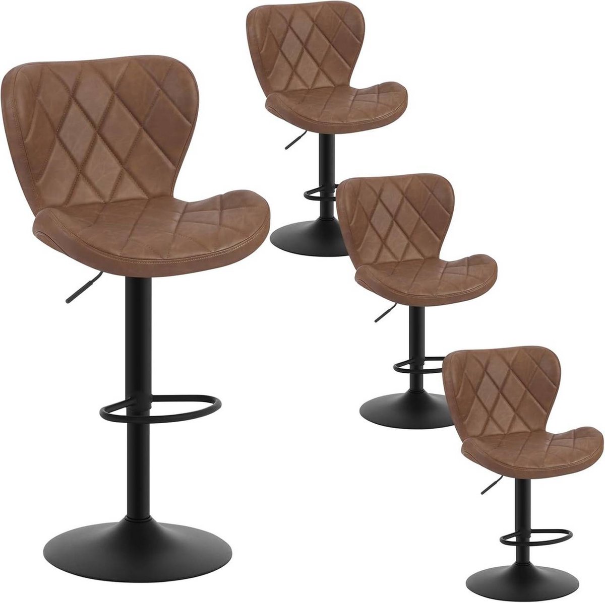 Barkruk - Draaistoel - Ontbijtkruk - Vintage kunstleer - 47 cm x (89-109,5 cm) x 54 cm