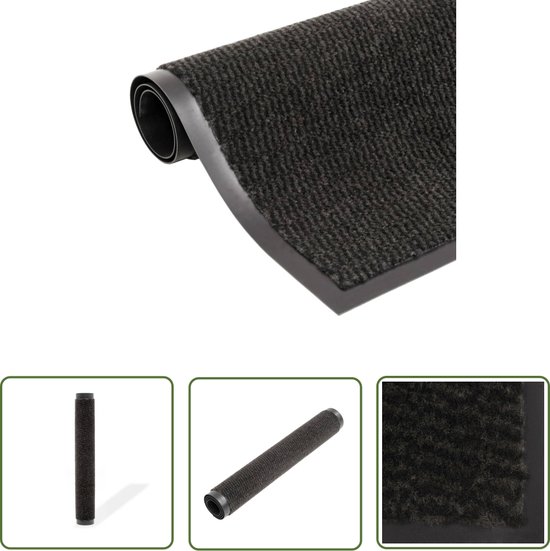 vidaXL Deurmat - Droogloopmat - Droogloopmat rechthoekig getuft 90x150 cm zwart - Vloermat - Antislip - Zwart