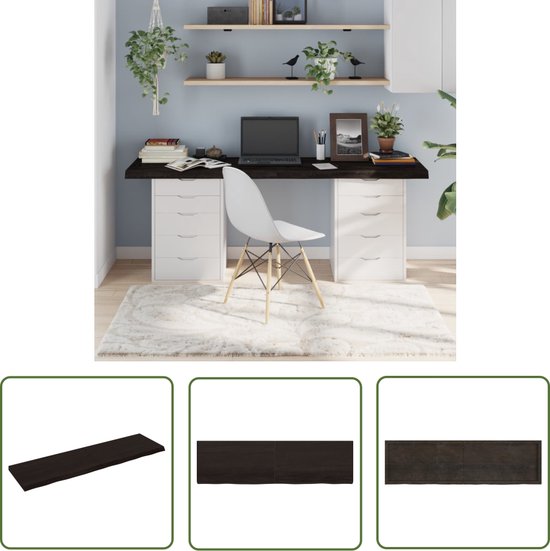 Plateau de table en chêne Massief The Living Store - 180 x 50 x 6 cm - Gris foncé