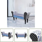 The Living Store Canapé Country Style - 100x32x54 cm - Blauw/ Wit - Structure en Bois - Confortable - Durable - Max - 110 kg